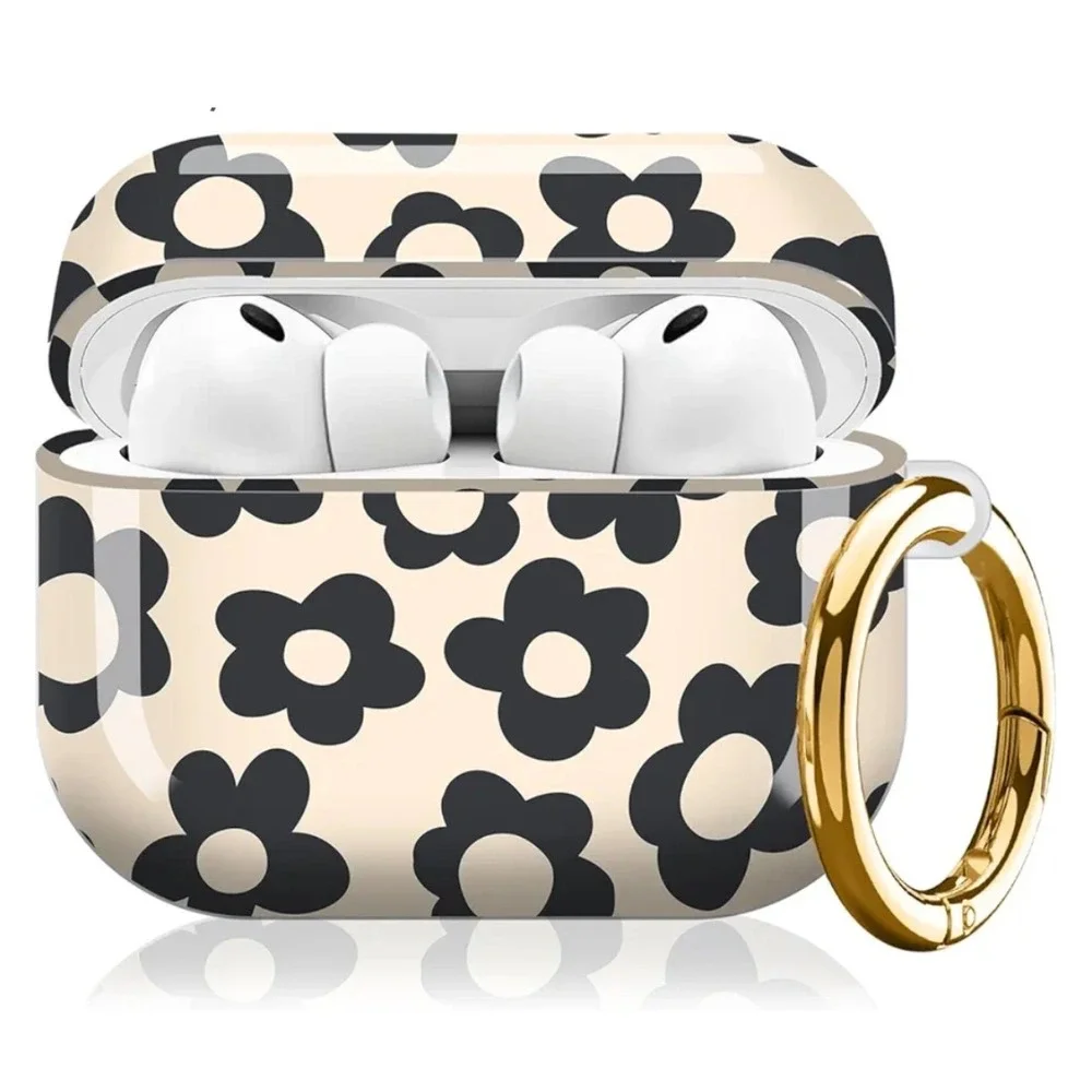AirPods Pro 2nd 1st Gen Case Cover Floral Daisy Keychain Shockproof‎ Cream